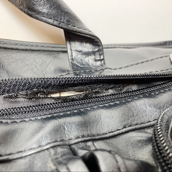 Black Leather Multi-Pocket Laptop Bag - Picture 5 of 7